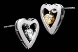 Unique Dangling Fancy Yellow & Colorless Diamond Heart Earrings in Platinum