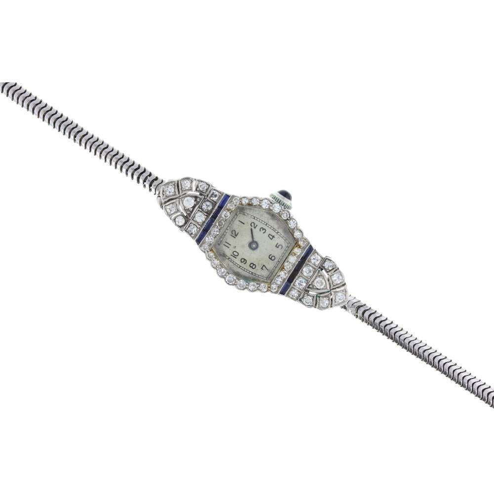 Art Deco Sapphire and Diamond Cocktail Watch
