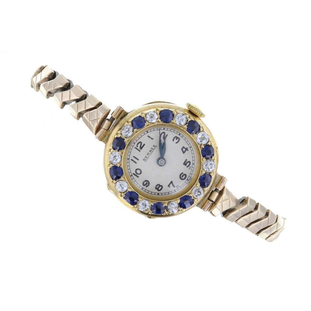 Bernex Sapphire and Diamond 18ct Gold Cocktail Watch