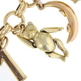 Vintage Gold Charm Bracelet with 16 Various Charms