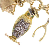 Vintage Gold Charm Bracelet with 16 Various Charms