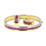 French Ruby Bangle and Earring Suite