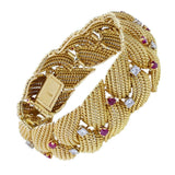 Sanz Rope Effect Gold Ruby Diamond Bracelet