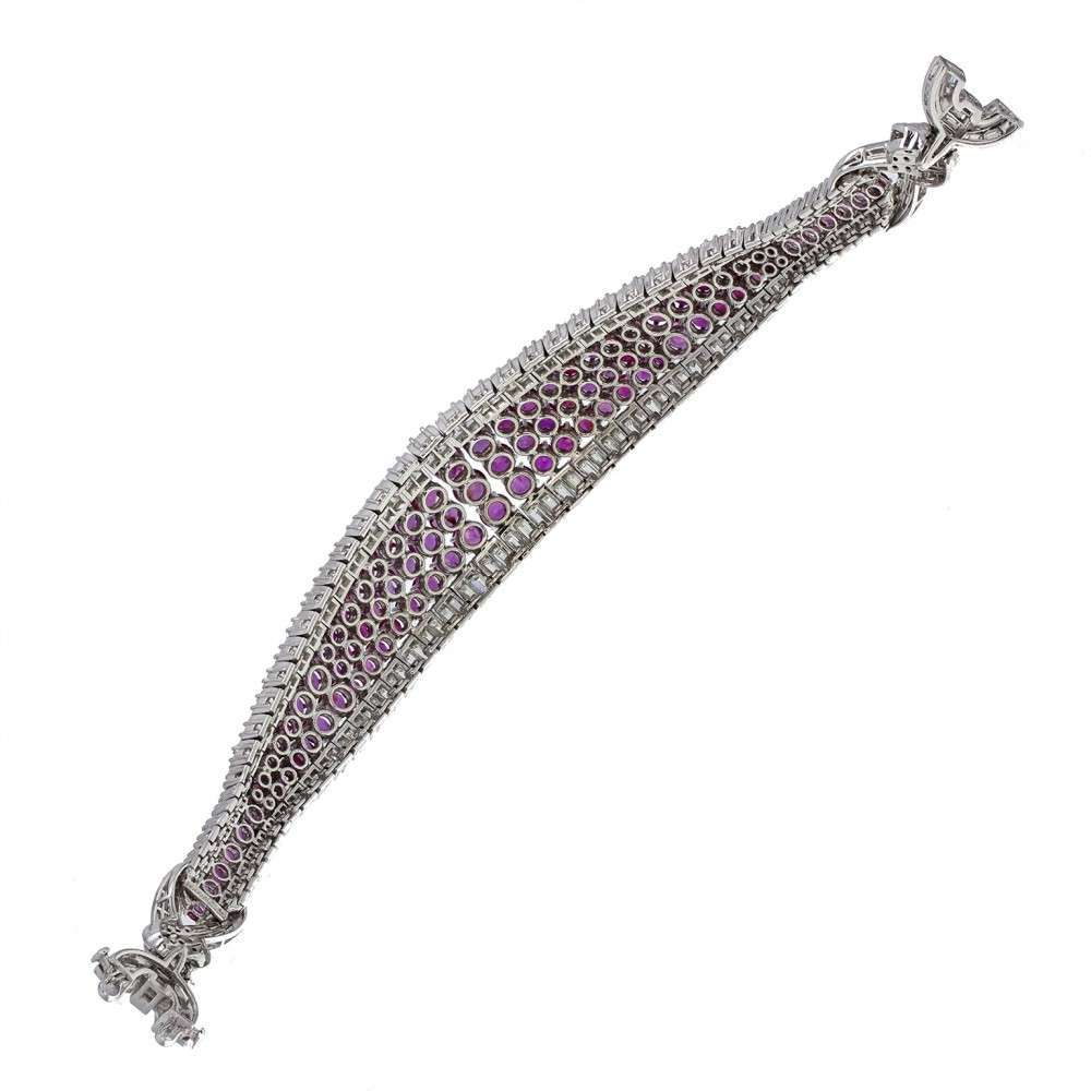 Jahan Platinum Burma Ruby Diamond Bracelet