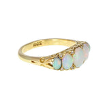 Antique Victorian Gallery Set Opal Diamond Ring