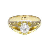 Carved Setting Diamond Solitaire Ring