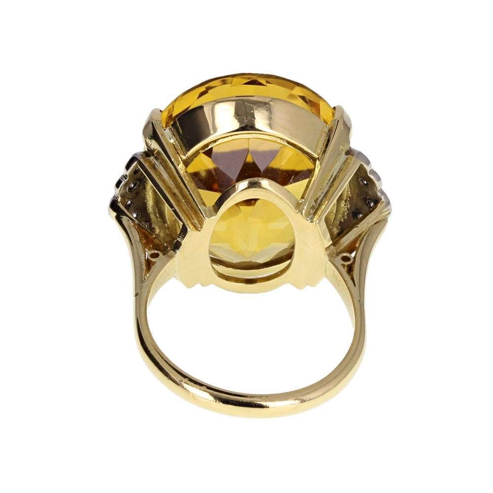Vintage 1930s Citrine Diamond Cocktail Ring