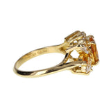 Orange Sapphire and Diamond Fancy Cluster Ring