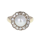 Antique Pearl and Diamond Cluster Ring