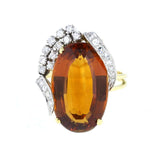 Honey Coloured Citrine and Diamond Cocktail Ring