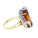 Honey Coloured Citrine and Diamond Cocktail Ring