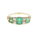 Antique Emerald and Diamond Gallery Set Ring