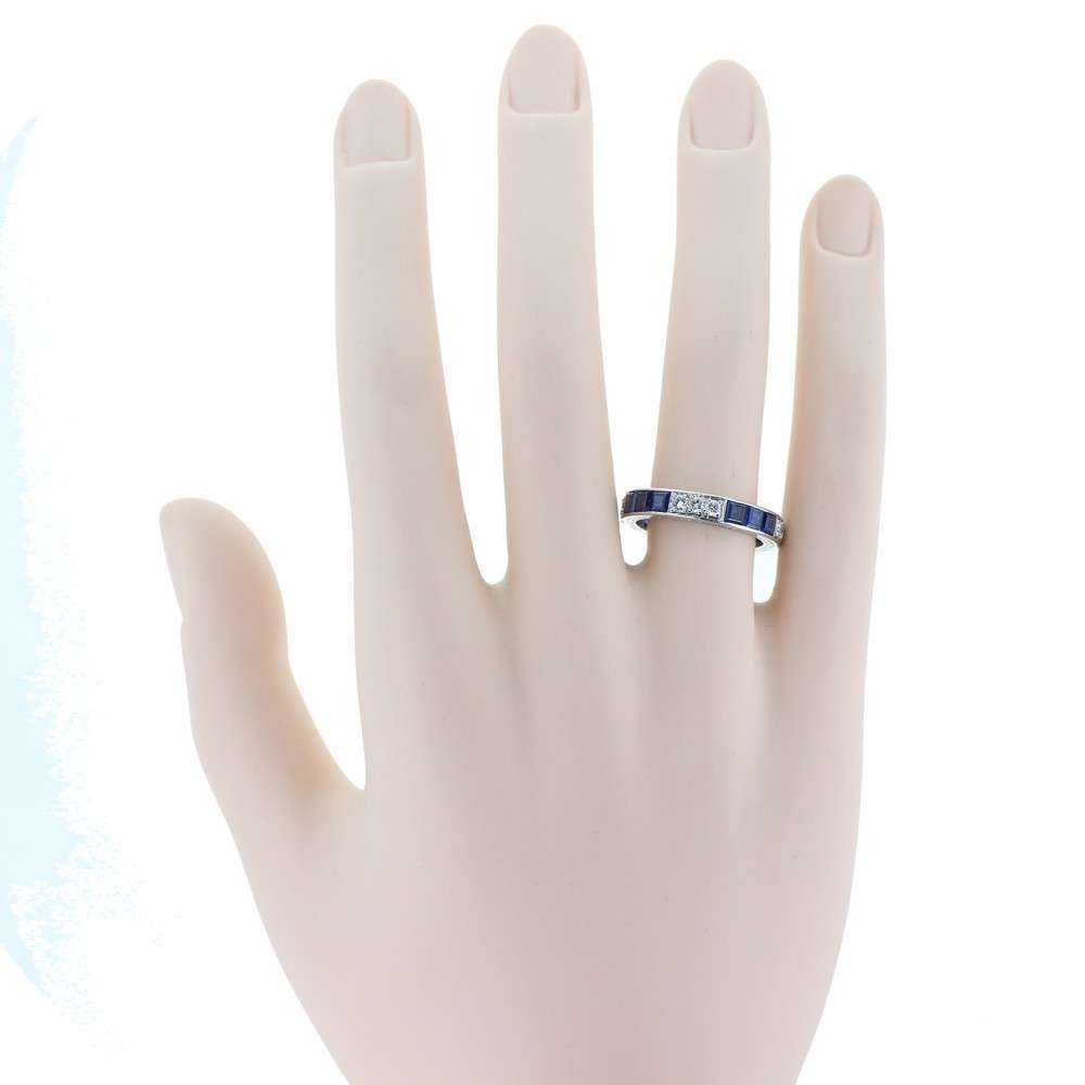 Antique Sapphire and Diamond Full Hoop Eternity Ring