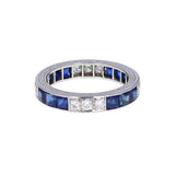 Antique Sapphire and Diamond Full Hoop Eternity Ring