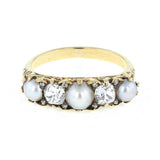 Diamond and Pearl Gallery Set Ring