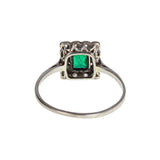 Art Deco Square Emerald Diamond Cluster Ring