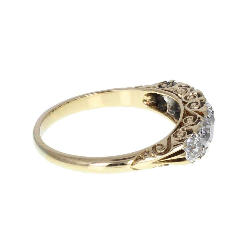 Carved Gallery Set Five Stone Diamond Ring