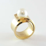 Contemporary Gold and Freshwater Pearl Statement Ring