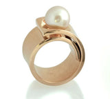 Contemporary Statement/Cocktail Ring In Rose-Gold with a Freshwater Pearl