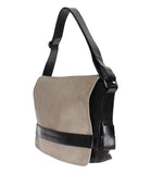 C’N’C COSTUME NATIONAL Black Beige Leather Messenger Shoulder Bag