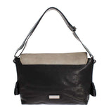 C’N’C COSTUME NATIONAL Black Beige Leather Messenger Shoulder Bag