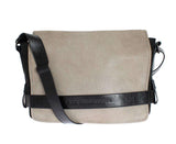 C’N’C COSTUME NATIONAL Black Beige Leather Messenger Shoulder Bag