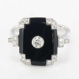Onyx and diamond ring