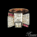 Diamond and ruby tank ring