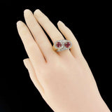 Ruby cabochon and diamond ring