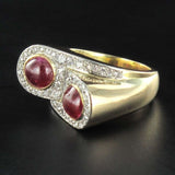 Ruby cabochon and diamond ring
