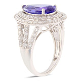4.38ct RARE Tanzanite and 1.64ctw Diamond Platinum Ring