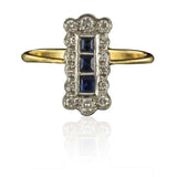 Rectangular Ring Sapphires and Diamonds