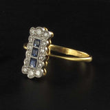 Rectangular Ring Sapphires and Diamonds