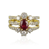 Ruby ring and diamonds, 3 rings