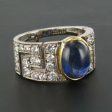 Cabochon sapphire ring and diamonds Art Deco spirit