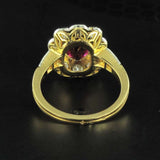 Ruby daisy ring with oval diamonds
