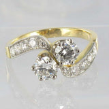 Diamants you and me ring, yellow gold and platinum