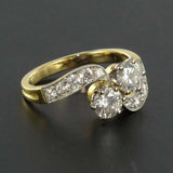 Diamants you and me ring, yellow gold and platinum