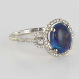 Black opal ring and diamonds