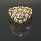 Rose gold, platinum and diamonds flower ring