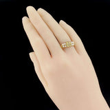 Yellow gold pearls and diamonds ring