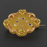 Ancient sapphires and fine pearls brooch