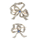 Pair of antique sapphire and diamond brooches