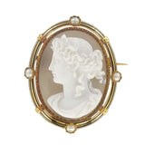 Old Cameo Pin on Agate and Fine Beads