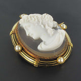 Old Cameo Pin on Agate and Fine Beads