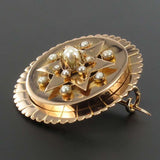 Old brooch in pink gold and fine pearls