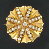 Old rose gold brooch and fine pearls