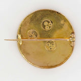 Old rose gold brooch with engravings and fine pearls