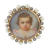 Ancient pin miniature pearls and diamonds