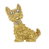 Gold dog brooch and diamond necklace